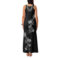 Hawaiian Lei Plumeria and Tropical Leaves Family Matching Tank Maxi Dress and Hawaiian Shirt Watercolor Style-Grayscale