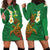 Hawaii Turtle Plumeria Flower Hoodie Dress Polynesian Pattern Green Color