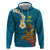 Hawaii Turtle Plumeria Flower Hoodie Polynesian Pattern Blue Color