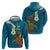 Hawaii Turtle Plumeria Flower Hoodie Polynesian Pattern Blue Color