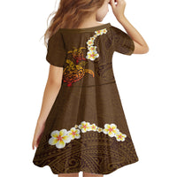 Hawaii Turtle Plumeria Flower Family Matching Off Shoulder Maxi Dress and Hawaiian Shirt Polynesian Pattern Brown Color LT03 - Polynesian Pride