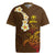 Hawaii Turtle Plumeria Flower Rugby Jersey Polynesian Pattern Brown Color