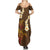 Hawaii Turtle Plumeria Flower Summer Maxi Dress Polynesian Pattern Brown Color