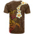 Hawaii Turtle Plumeria Flower T Shirt Polynesian Pattern Brown Color