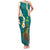 Hawaii Turtle Plumeria Flower Family Matching Tank Maxi Dress and Hawaiian Shirt Polynesian Pattern Turquoise Color