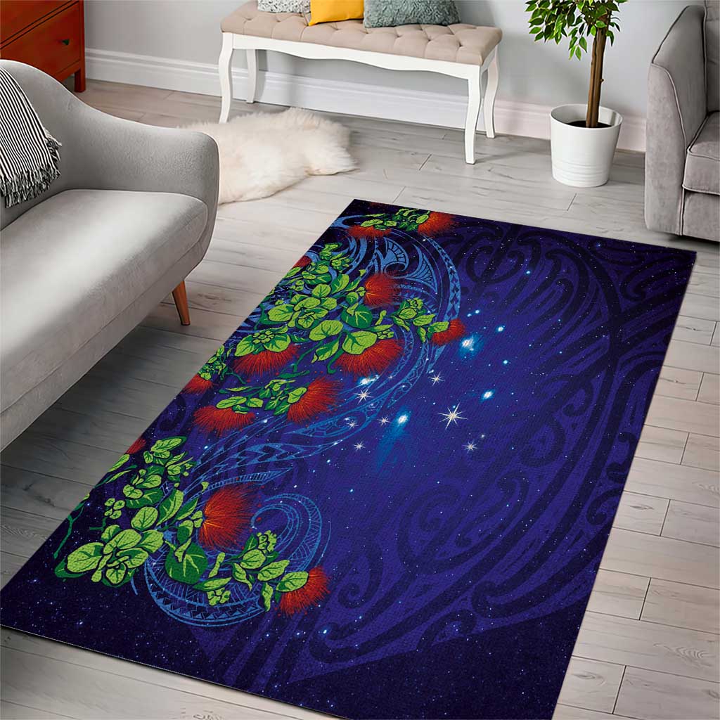 Matariki New Zealand Maori and Pohutukawa Area Rug Galaxy Blue Sky Style