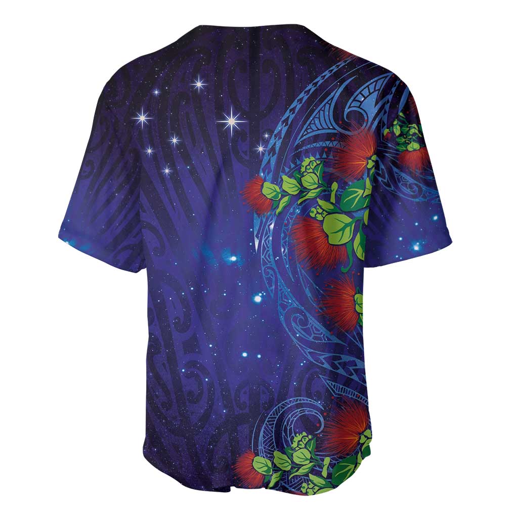 Matariki New Zealand Maori and Pohutukawa Baseball Jersey Galaxy Blue Sky Style