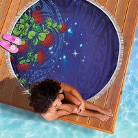 Matariki New Zealand Maori and Pohutukawa Beach Blanket Galaxy Blue Sky Style