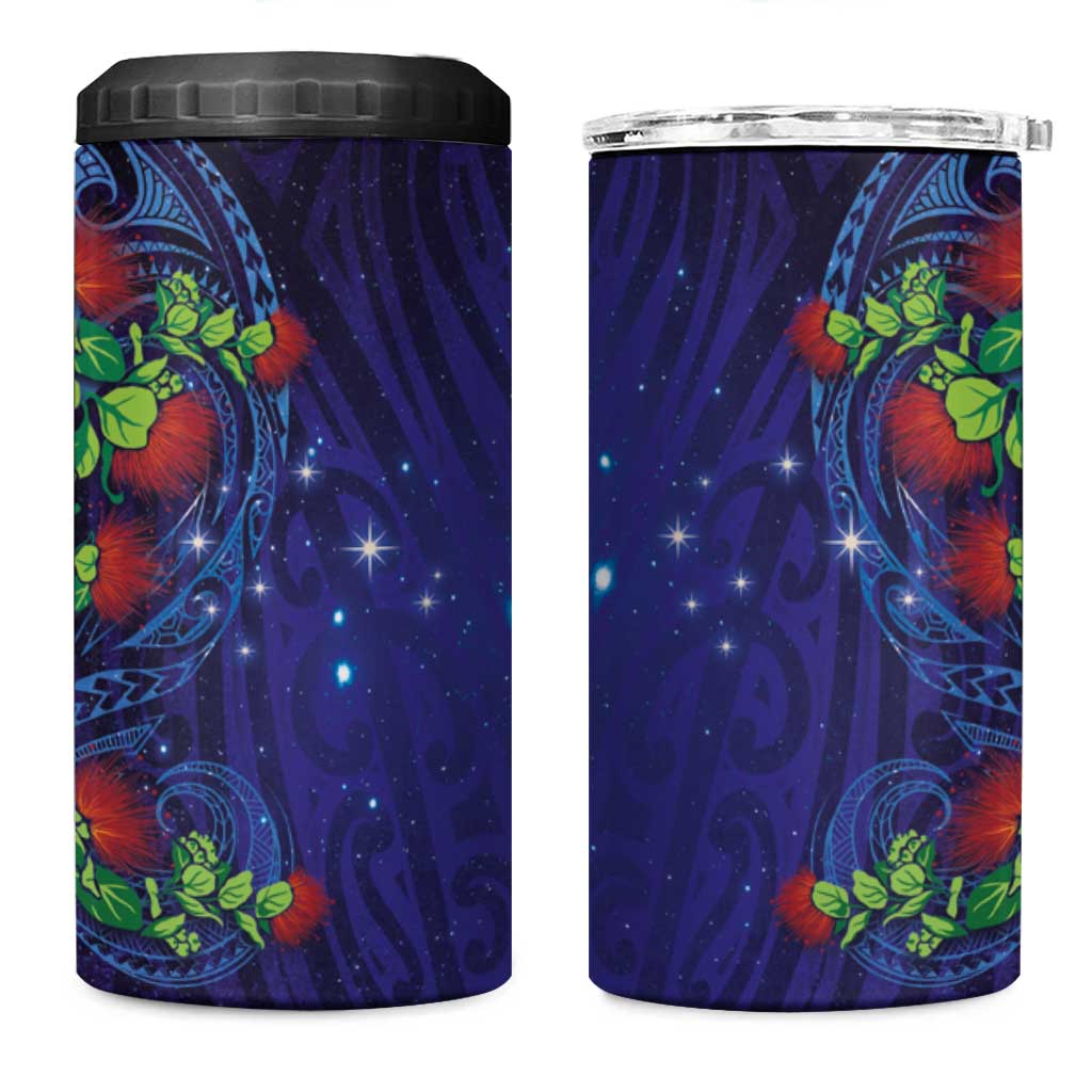 Matariki New Zealand Maori and Pohutukawa 4 in 1 Can Cooler Tumbler Galaxy Blue Sky Style