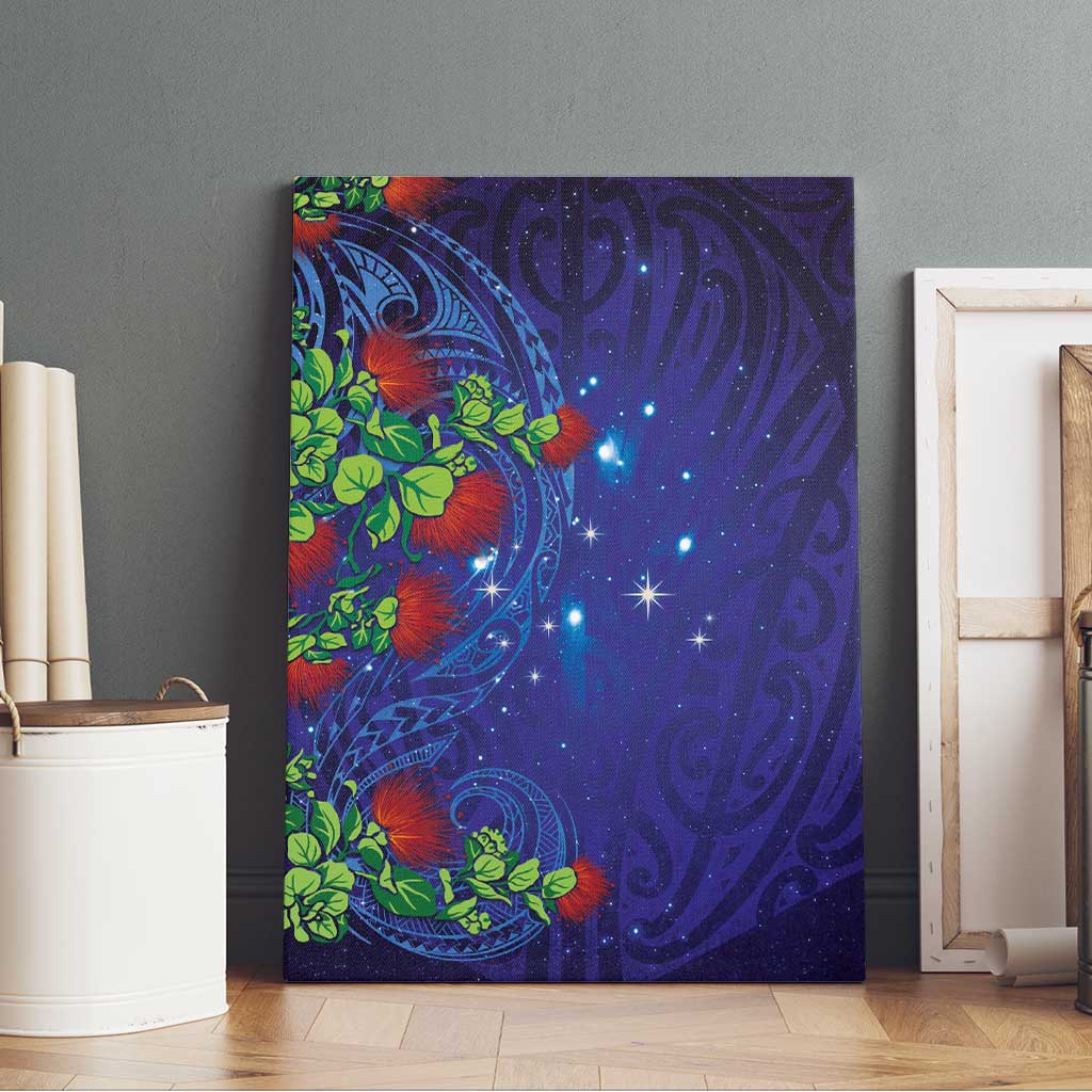 Matariki New Zealand Maori and Pohutukawa Canvas Wall Art Galaxy Blue Sky Style