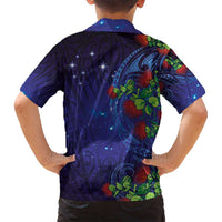 Matariki New Zealand Maori and Pohutukawa Family Matching Long Sleeve Bodycon Dress and Hawaiian Shirt Galaxy Blue Sky Style