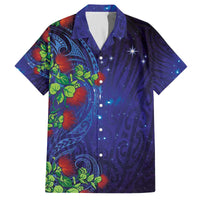 Matariki New Zealand Maori and Pohutukawa Family Matching Off The Shoulder Long Sleeve Dress and Hawaiian Shirt Galaxy Blue Sky Style