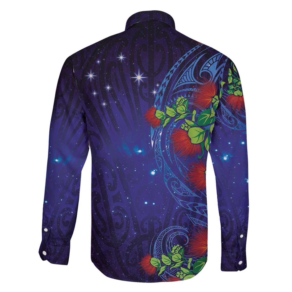 Matariki New Zealand Maori and Pohutukawa Family Matching Off The Shoulder Long Sleeve Dress and Hawaiian Shirt Galaxy Blue Sky Style