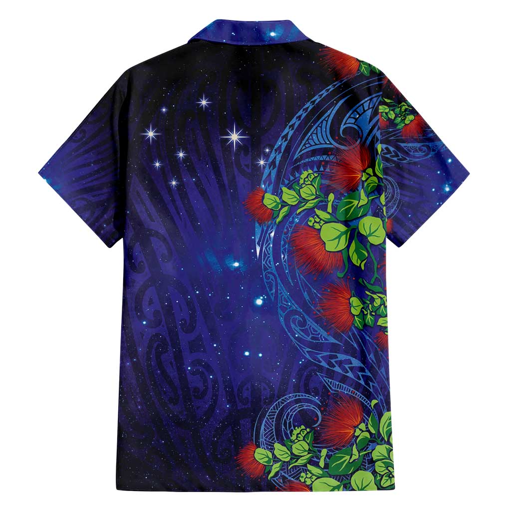 Matariki New Zealand Maori and Pohutukawa Family Matching Off Shoulder Maxi Dress and Hawaiian Shirt Galaxy Blue Sky Style LT03 - Polynesian Pride