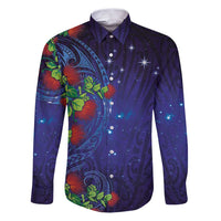 Matariki New Zealand Maori and Pohutukawa Family Matching Puletasi and Hawaiian Shirt Galaxy Blue Sky Style