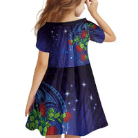 Matariki New Zealand Maori and Pohutukawa Family Matching Summer Maxi Dress and Hawaiian Shirt Galaxy Blue Sky Style LT03 - Polynesian Pride
