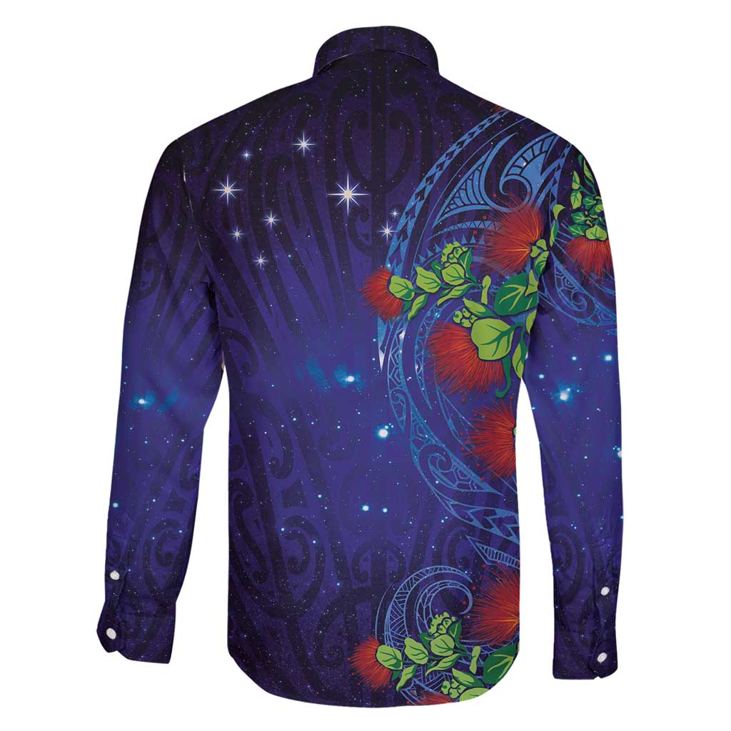 Matariki New Zealand Maori and Pohutukawa Family Matching Summer Maxi Dress and Hawaiian Shirt Galaxy Blue Sky Style LT03 - Polynesian Pride