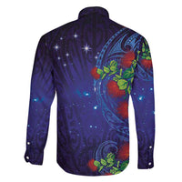 Matariki New Zealand Maori and Pohutukawa Family Matching Summer Maxi Dress and Hawaiian Shirt Galaxy Blue Sky Style LT03 - Polynesian Pride