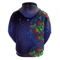Matariki New Zealand Maori and Pohutukawa Hoodie Galaxy Blue Sky Style