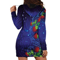 Matariki New Zealand Maori and Pohutukawa Hoodie Dress Galaxy Blue Sky Style