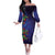 Matariki New Zealand Maori and Pohutukawa Off The Shoulder Long Sleeve Dress Galaxy Blue Sky Style