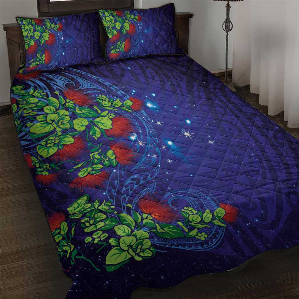 Matariki New Zealand Maori and Pohutukawa Quilt Bed Set Galaxy Blue Sky Style