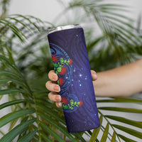 Matariki New Zealand Maori and Pohutukawa Skinny Tumbler Galaxy Blue Sky Style