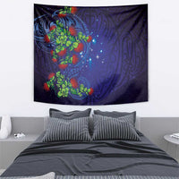 Matariki New Zealand Maori and Pohutukawa Tapestry Galaxy Blue Sky Style