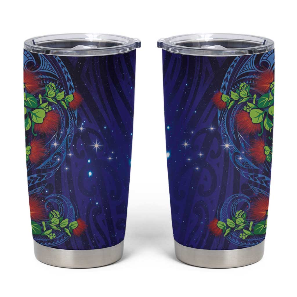 Matariki New Zealand Maori and Pohutukawa Tumbler Cup Galaxy Blue Sky Style