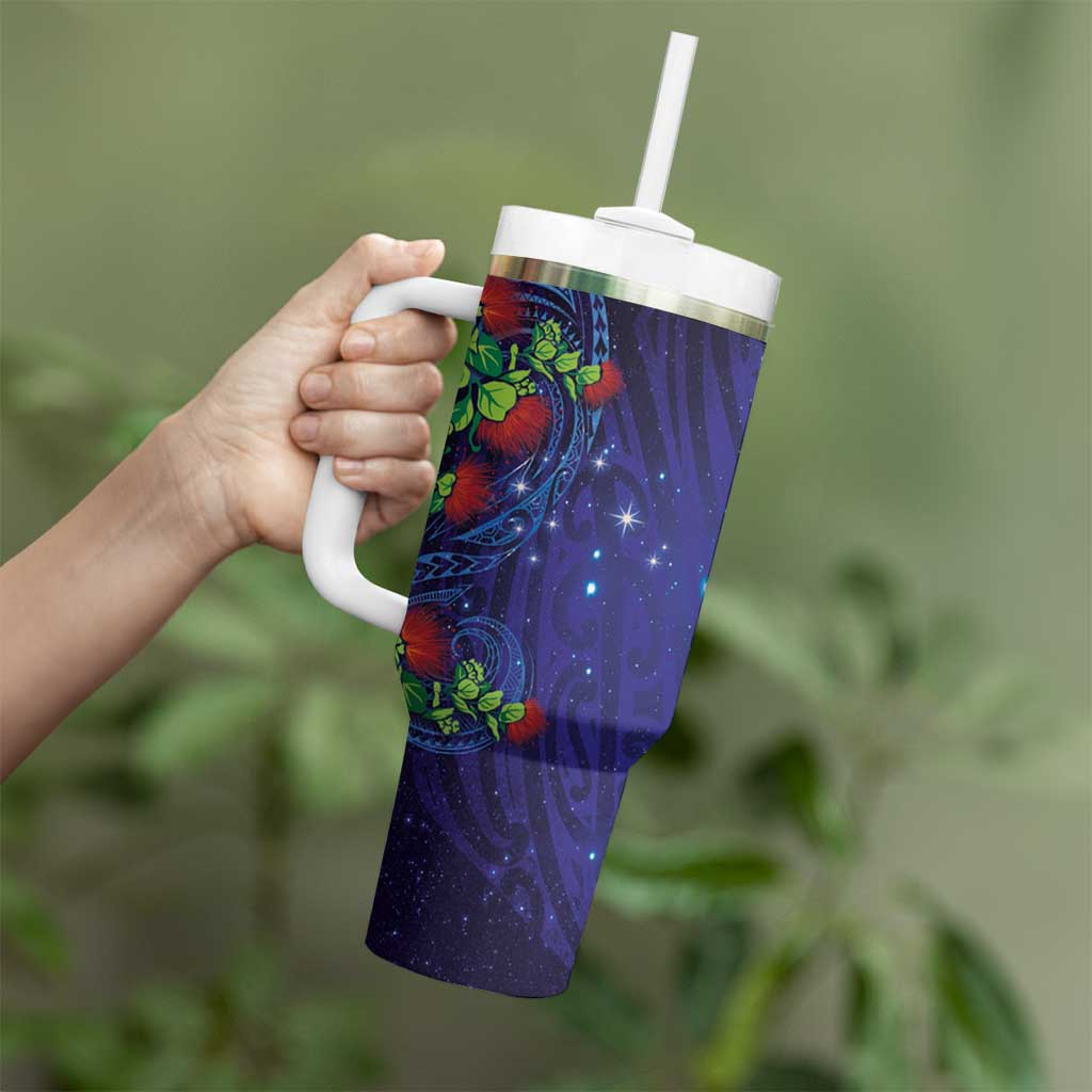 Matariki New Zealand Maori and Pohutukawa Tumbler With Handle Galaxy Blue Sky Style