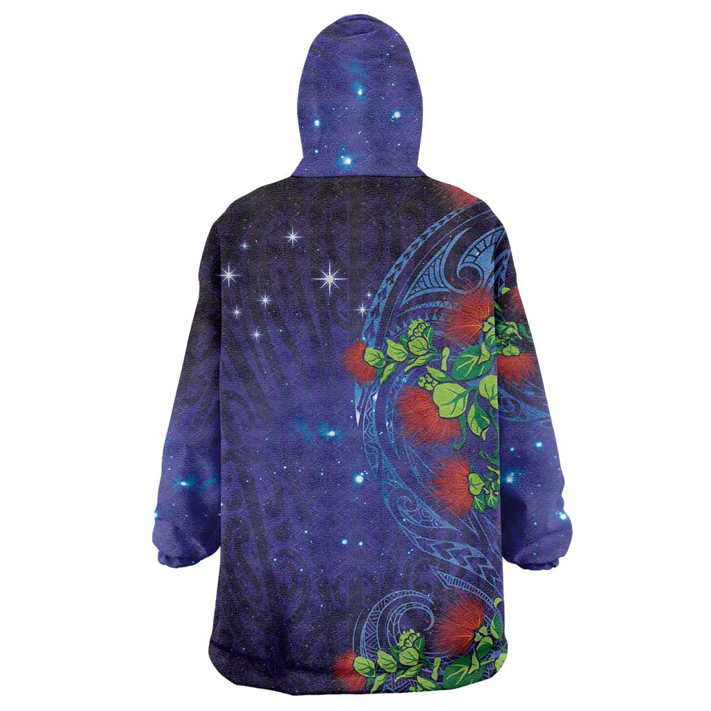 Matariki New Zealand Maori and Pohutukawa Wearable Blanket Hoodie Galaxy Blue Sky Style