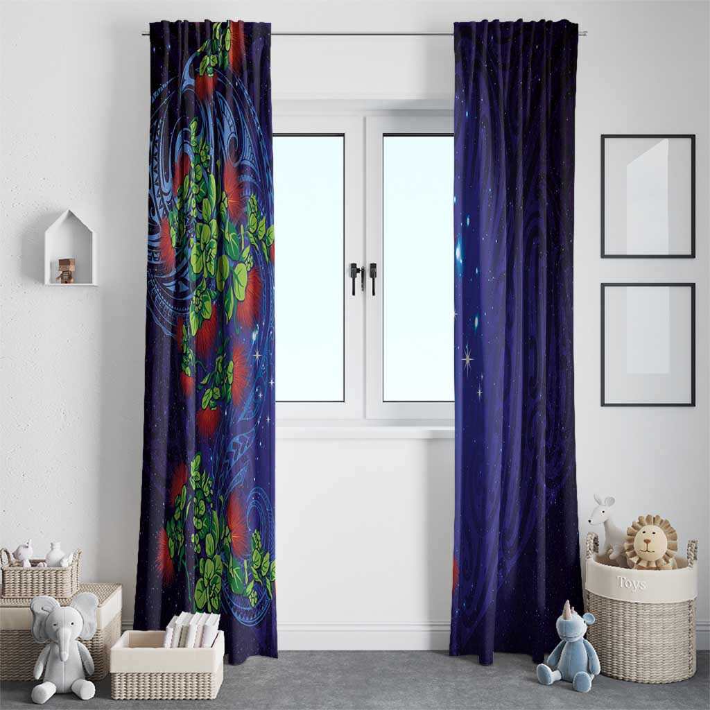 Matariki New Zealand Maori and Pohutukawa Window Curtain Galaxy Blue Sky Style