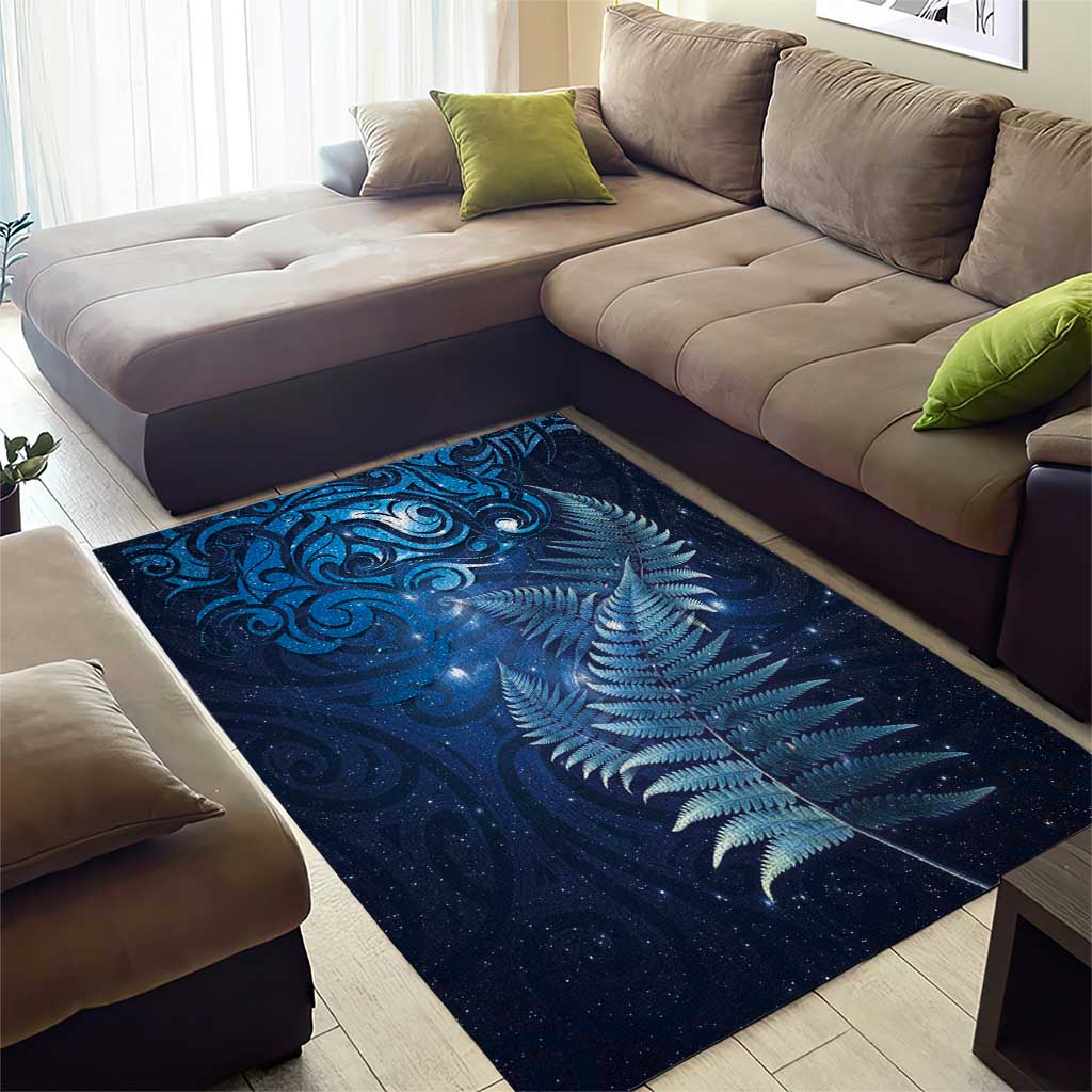 Matariki New Zealand Maori Silver Fern Area Rug Galaxy Blue Sky Style
