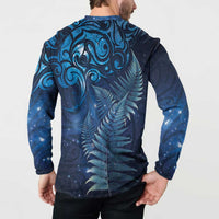 Matariki New Zealand Maori Silver Fern Button Sweatshirt Galaxy Blue Sky Style