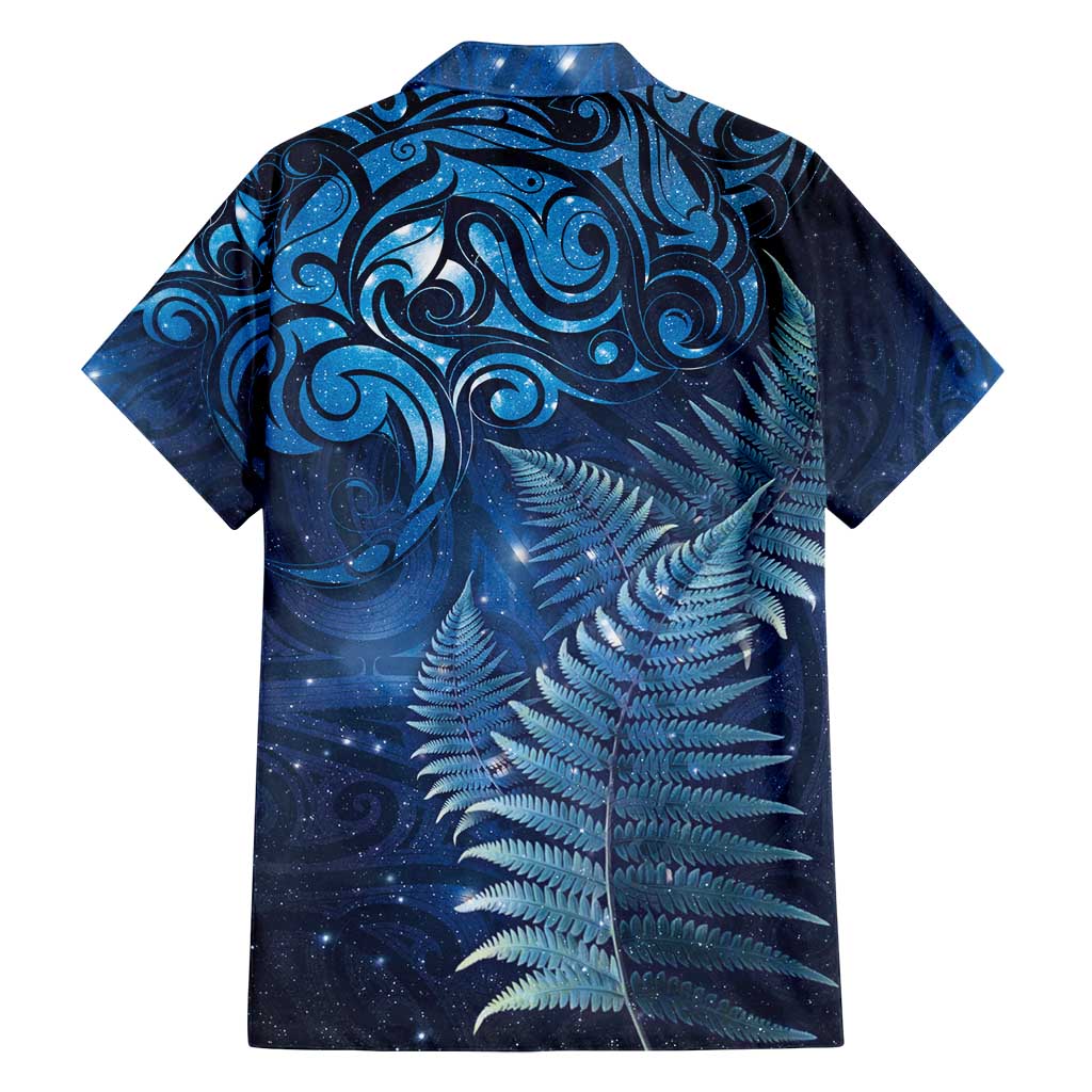 Matariki New Zealand Maori Silver Fern Family Matching Off Shoulder Maxi Dress and Hawaiian Shirt Galaxy Blue Sky Style LT03 - Polynesian Pride