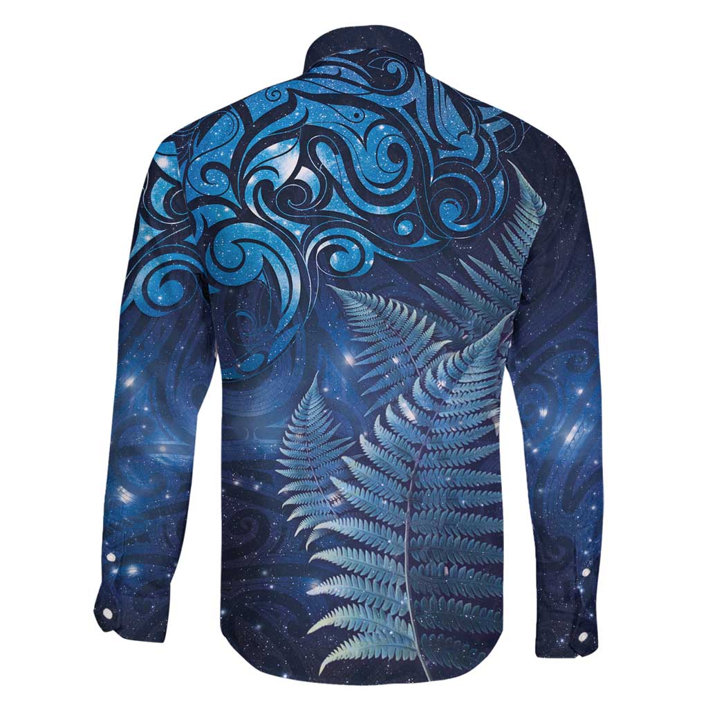 Matariki New Zealand Maori Silver Fern Family Matching Off Shoulder Maxi Dress and Hawaiian Shirt Galaxy Blue Sky Style LT03 - Polynesian Pride