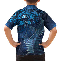 Matariki New Zealand Maori Silver Fern Family Matching Off Shoulder Short Dress and Hawaiian Shirt Galaxy Blue Sky Style