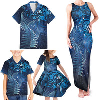 Matariki New Zealand Maori Silver Fern Family Matching Tank Maxi Dress and Hawaiian Shirt Galaxy Blue Sky Style