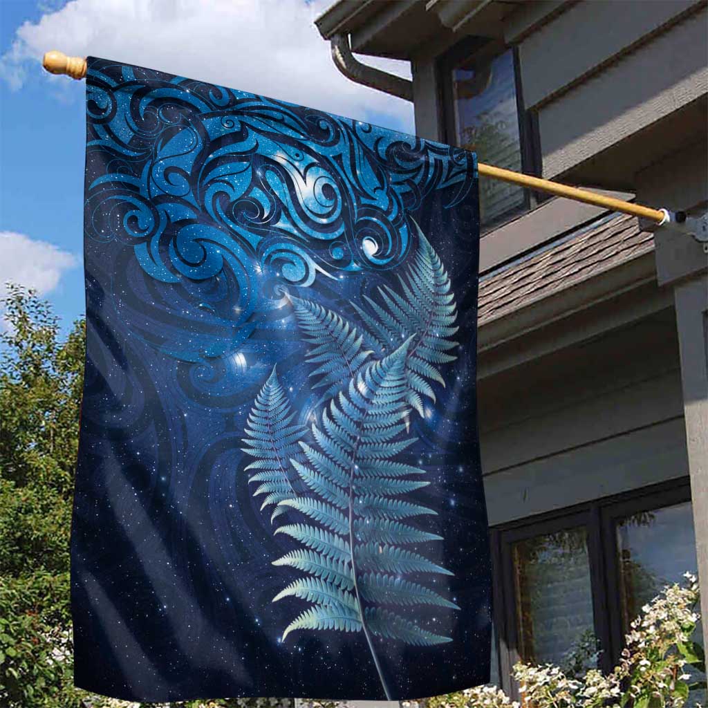 Matariki New Zealand Maori Silver Fern Garden Flag Galaxy Blue Sky Style