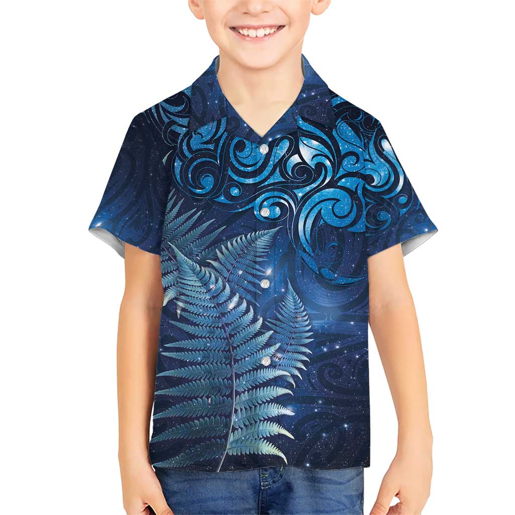 Matariki New Zealand Maori Silver Fern Hawaiian Shirt Galaxy Blue Sky Style