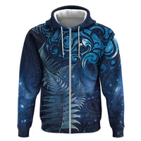 Matariki New Zealand Maori Silver Fern Hoodie Galaxy Blue Sky Style