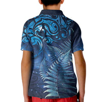 Matariki New Zealand Maori Silver Fern Kid Polo Shirt Galaxy Blue Sky Style