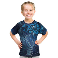 Matariki New Zealand Maori Silver Fern Kid T Shirt Galaxy Blue Sky Style