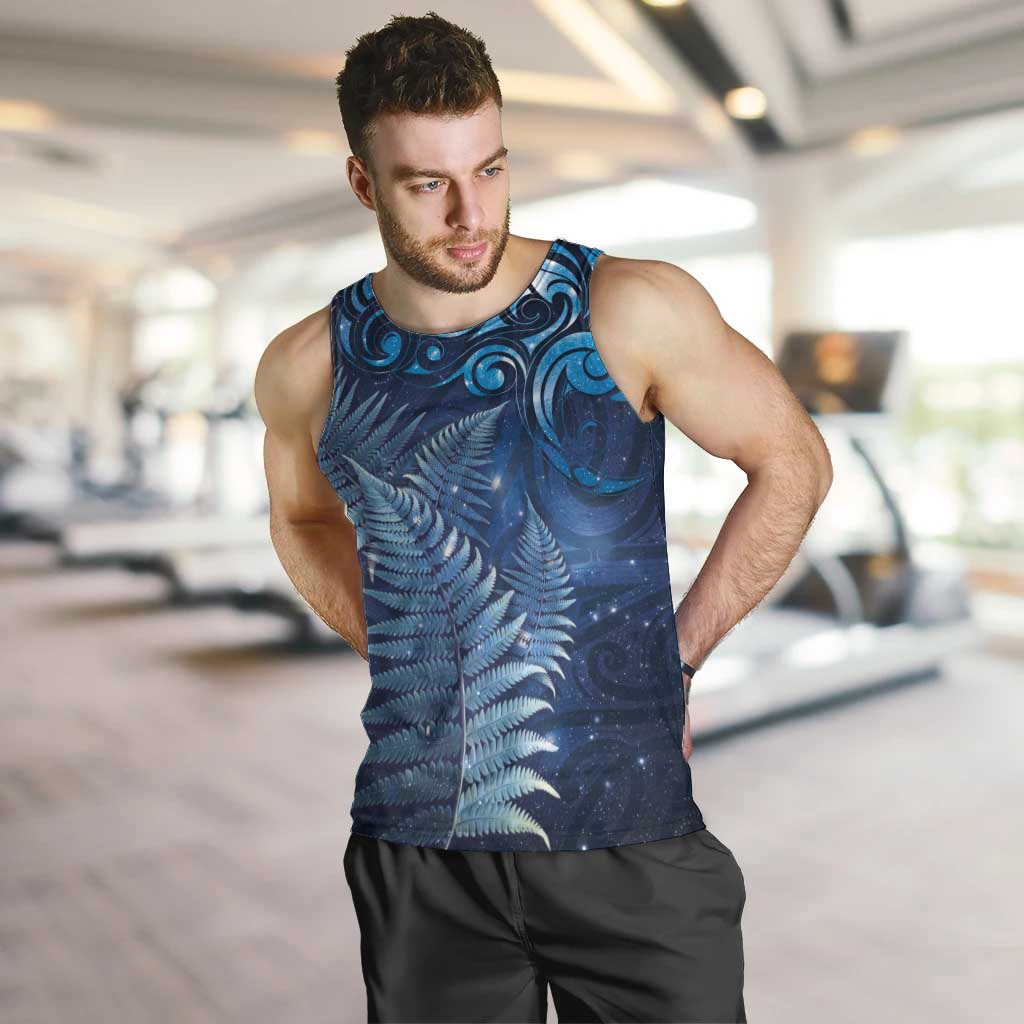 Matariki New Zealand Maori Silver Fern Men Tank Top Galaxy Blue Sky Style