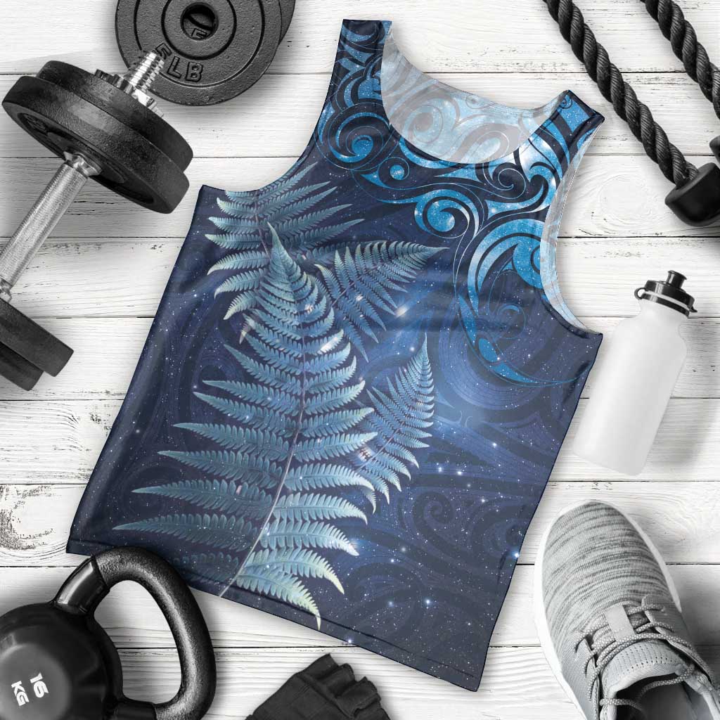 Matariki New Zealand Maori Silver Fern Men Tank Top Galaxy Blue Sky Style