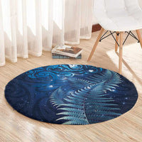 Matariki New Zealand Maori Silver Fern Round Carpet Galaxy Blue Sky Style