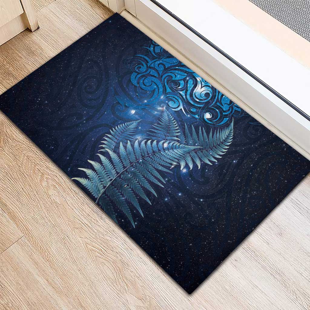 Matariki New Zealand Maori Silver Fern Rubber Doormat Galaxy Blue Sky Style