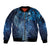 Matariki New Zealand Maori Silver Fern Sleeve Zip Bomber Jacket Galaxy Blue Sky Style