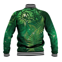 Matariki New Zealand Maori Silver Fern Baseball Jacket Galaxy Green Sky Style