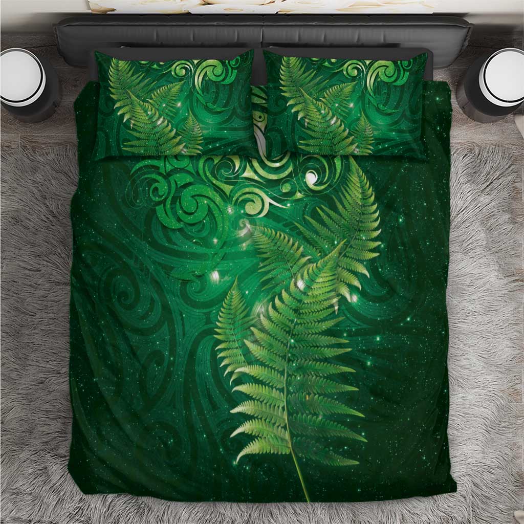 Matariki New Zealand Maori Silver Fern Bedding Set Galaxy Green Sky Style